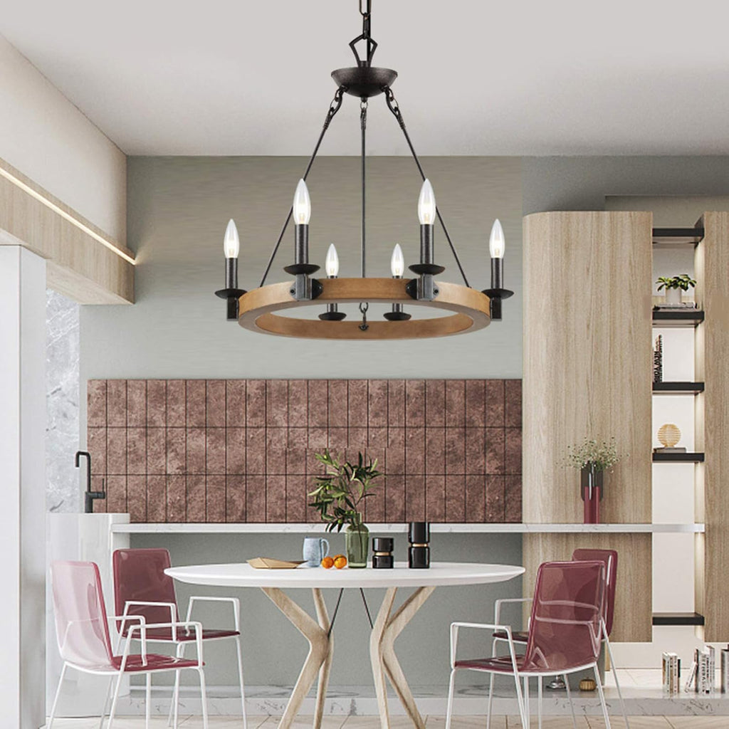 6 Light Wagon Wheel Chandelier C49295