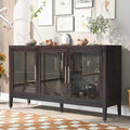 Black Glass Door Sideboard Cabinet with Adjustable Shelf X23505