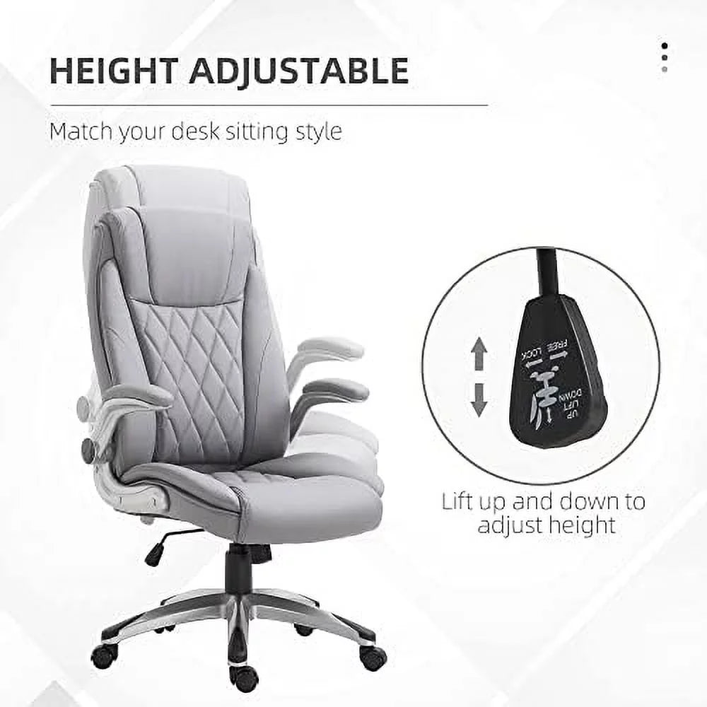 Grey Faux Leather Ergonomic Home Office Chair W271204