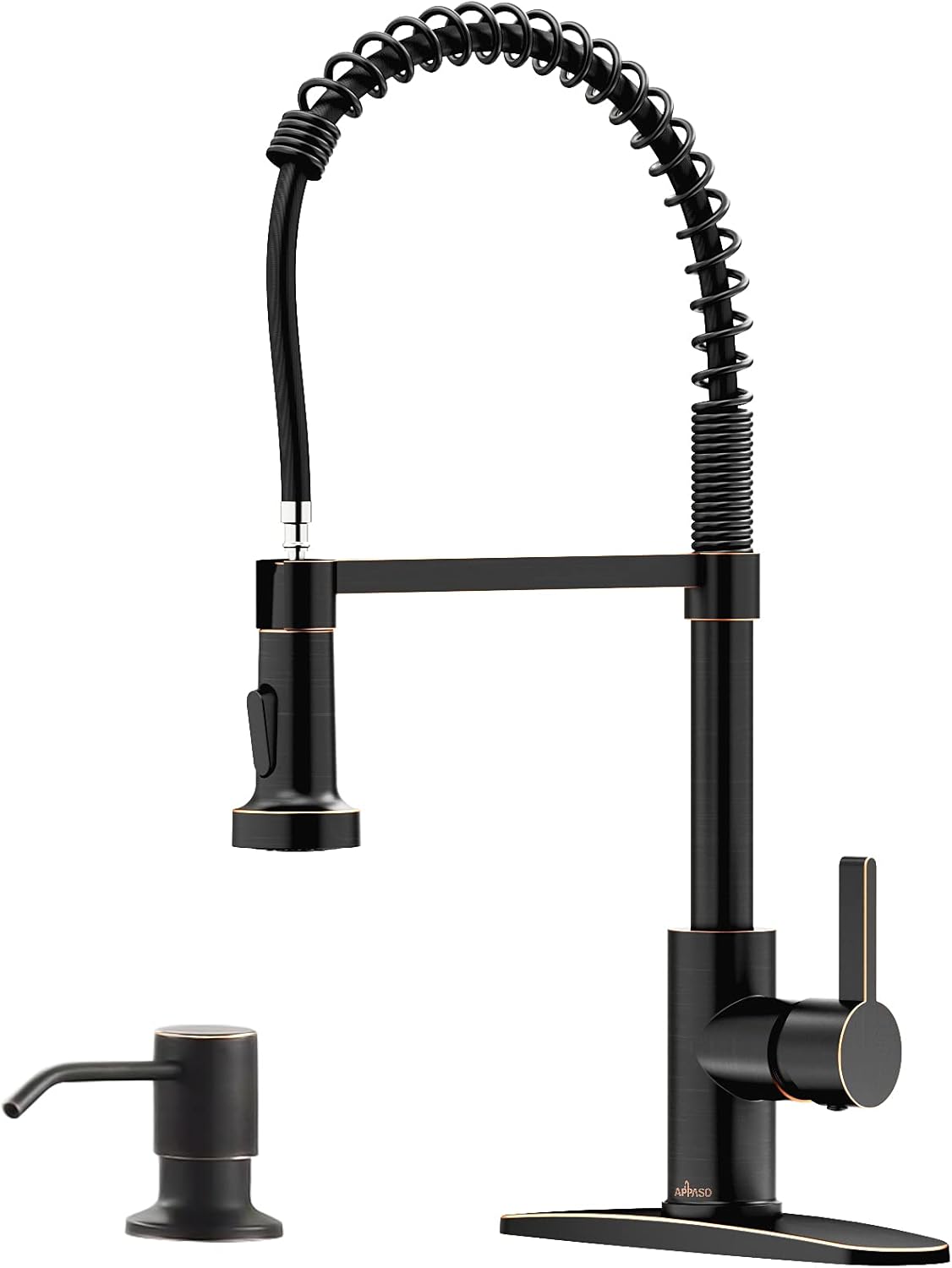 Black Kitchen Faucet, Commercial Single Handle One Hole Sus304 Stainless Steel Pull Down Faucet Matte Black K101