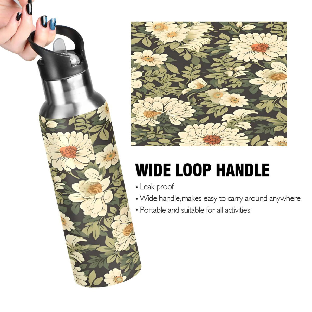 Stainless Steel Insulated Water Bottle with Straw Lid F5036