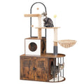 Cat Tree with Litter Box Enclosure, 31.5" Cat Tower with Sisal Posts, Hammock, Rustic Brown J4686