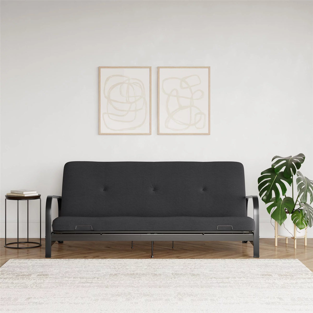 6-Inch Full Black Linen Futon Mattress O75352