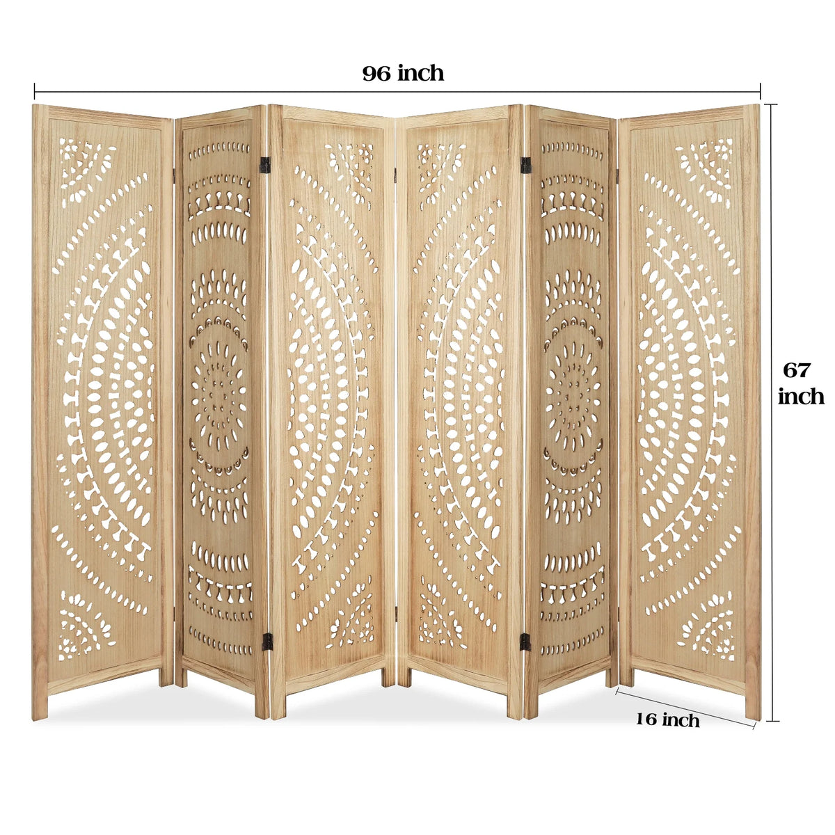 Carved Wood Room Divider and Folding Privacy Screen V8493