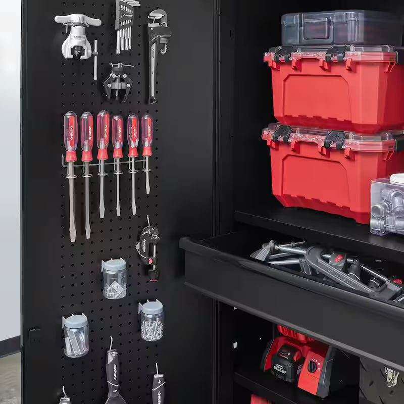 Extra Wide Heavy Duty 20-Gauge Steel Freestanding Garage Cabinet in Black D315