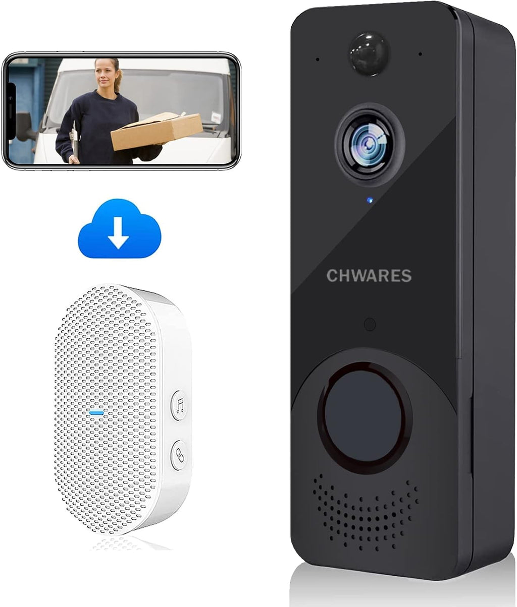 Wireless Video Doorbell Camera with Chime, 1080P HD Motion Detector, 2-Way Audio, Night Vision, Battery Powered E938