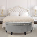 Grey Tufted Velvet Storage Ottoman Bench H748