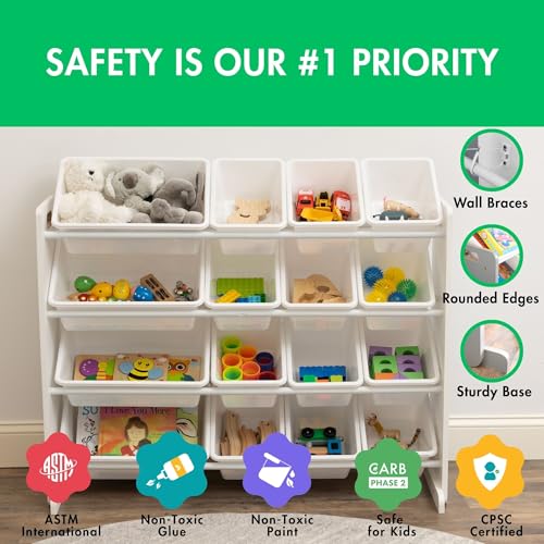 16 Removable Bins Grey White Toy Storage Organizer H190043