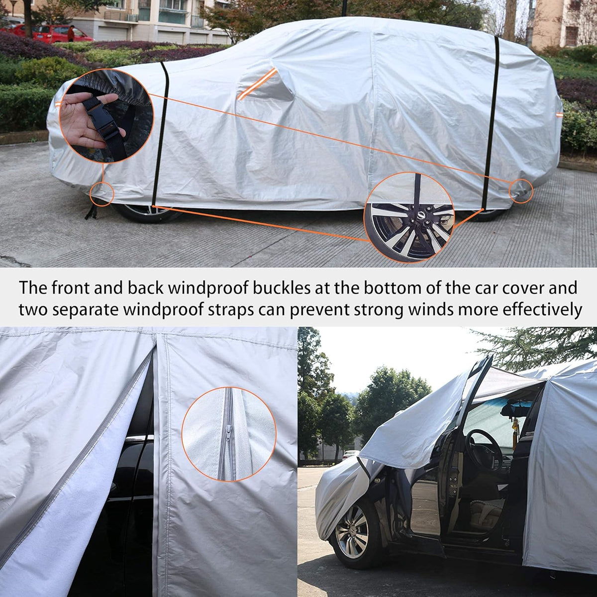Waterproof All Weather Car Cover with Zipper I254769