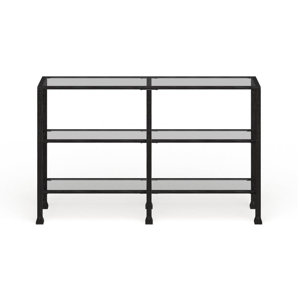 Black Metal and Glass 3-Tier Console Table A908710