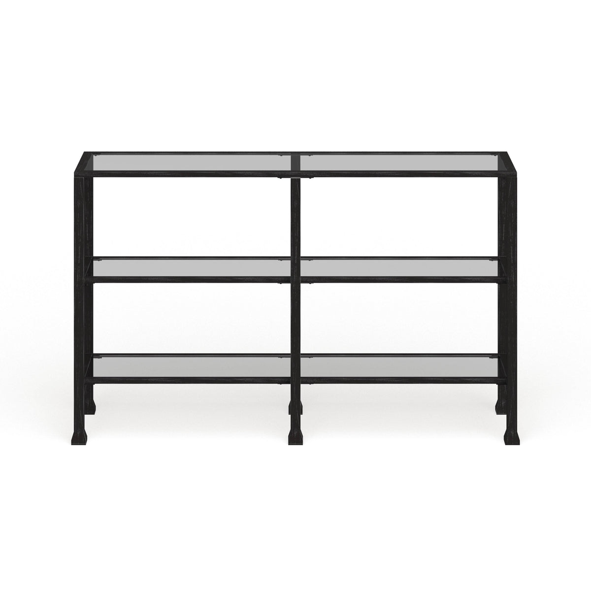 Black Metal and Glass 3-Tier Console Table A908710