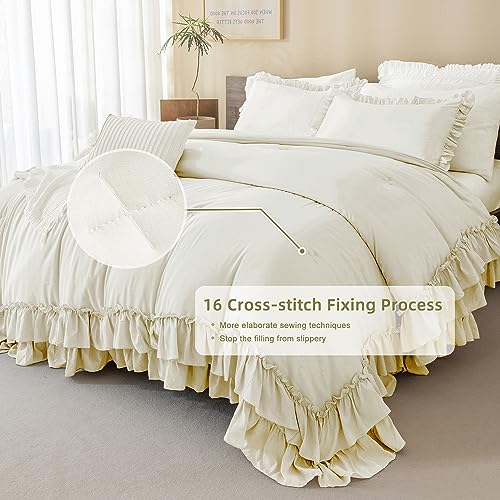 Pink Queen Size 3 Pieces Ruffle Comforter Set O3131
