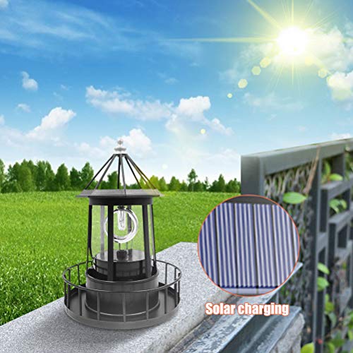 Black LED Solar Rotating Lighthouse Lantern K1071