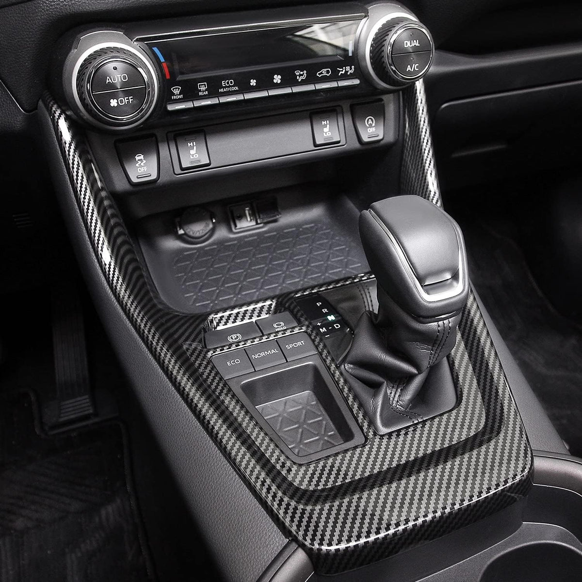 Carbon Fiber Gear Shift Box Panel Trim Cup Holder Cover D9990