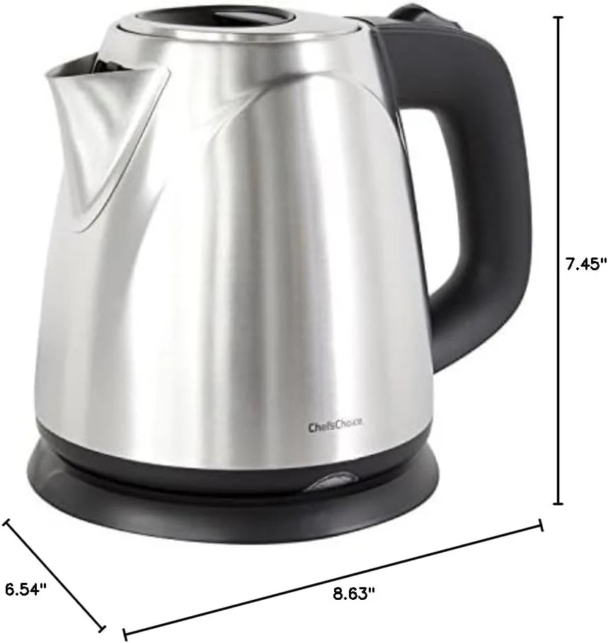 Cordless Compact Electric Kettle in Brushed Stainless Steel, 1-Liter, Silver Q205