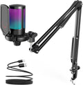 USB Gaming Microphone Kit with Mute Button, Volume Gain, RGB, Arm Stand J539