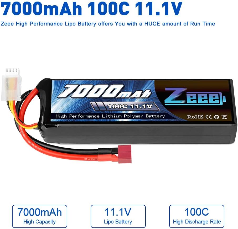 11.1V 3S Lipo Battery 100C 7000mAh Deans Connector Soft Case I919