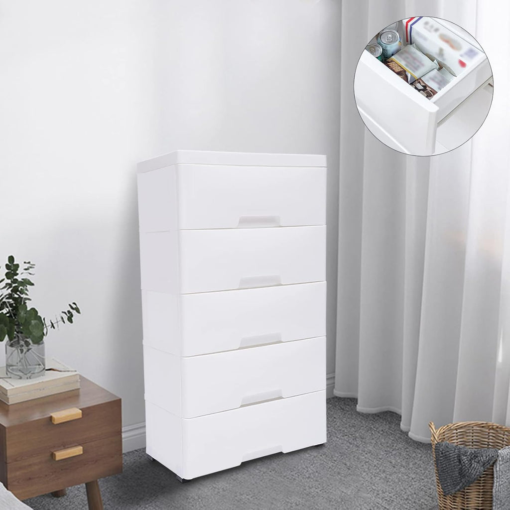 White 5 Drawer Plastic Rolling Storage Cabinet R502755