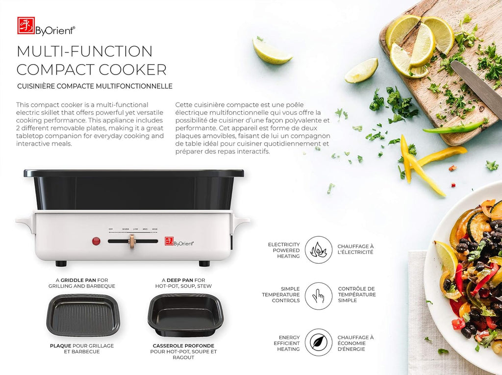Compact Electric Cooker Skillet Multicooker with 2 cooking pans S47457