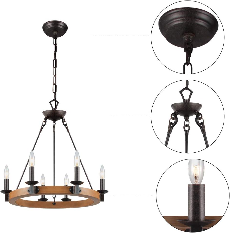 6 Light Wagon Wheel Chandelier C49295