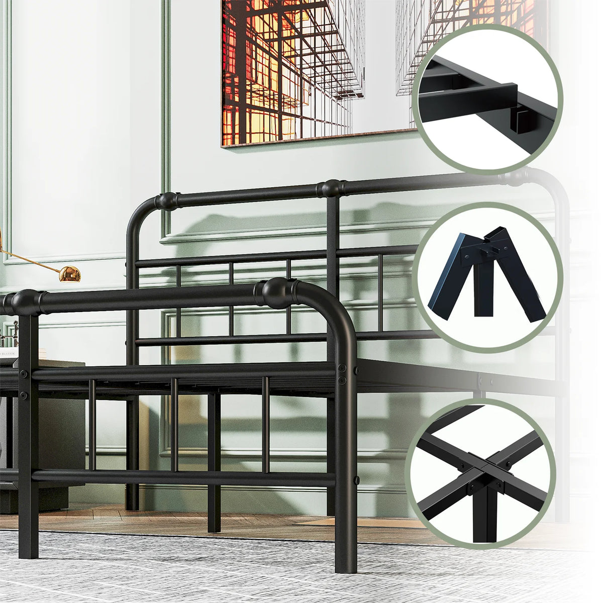 King Bed Frame with Headboard and Footboard B150
