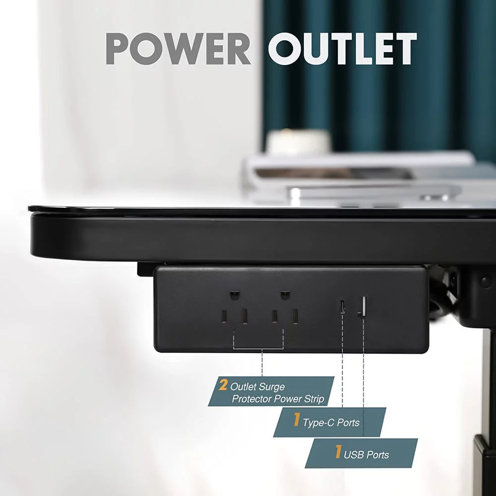 Black Glass Tabletop Standing Desk O115920