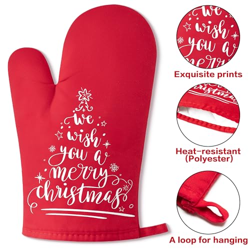 6 Pcs Christmas Oven Mitts Pot Holders Red K30307