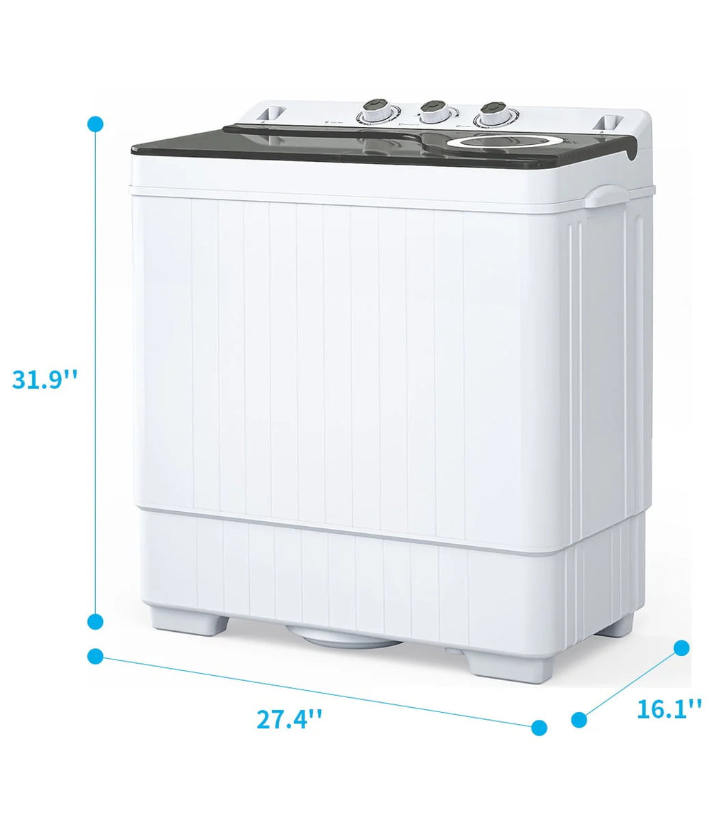 Portable 26lbs Twin Tub Compact Semi-automatic Washing Machine Z900529