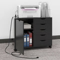 5 Drawer Wood File Cabinet with Charging Station V6718