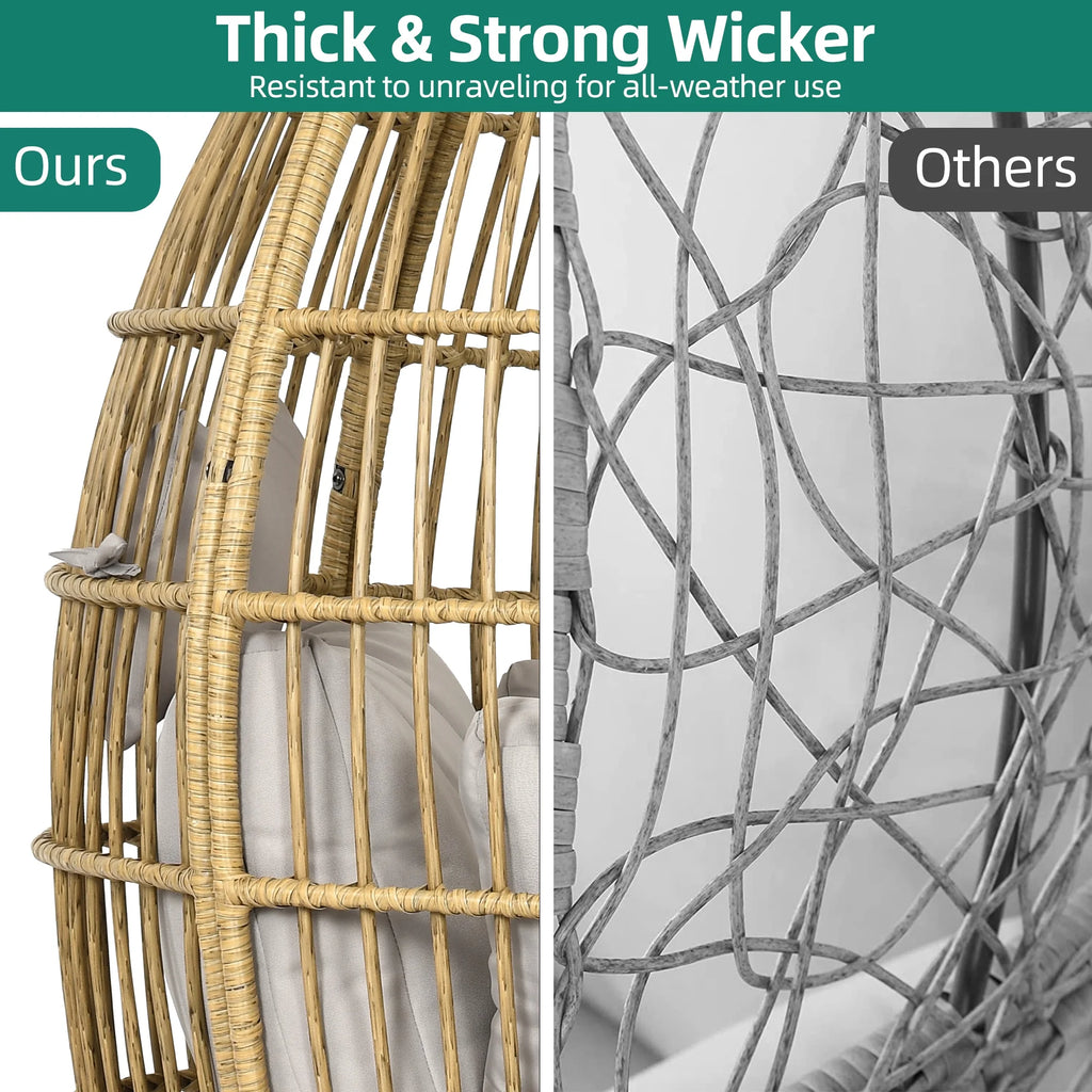 Grey Oversized Wicker Egg Rocking Chair L68915
