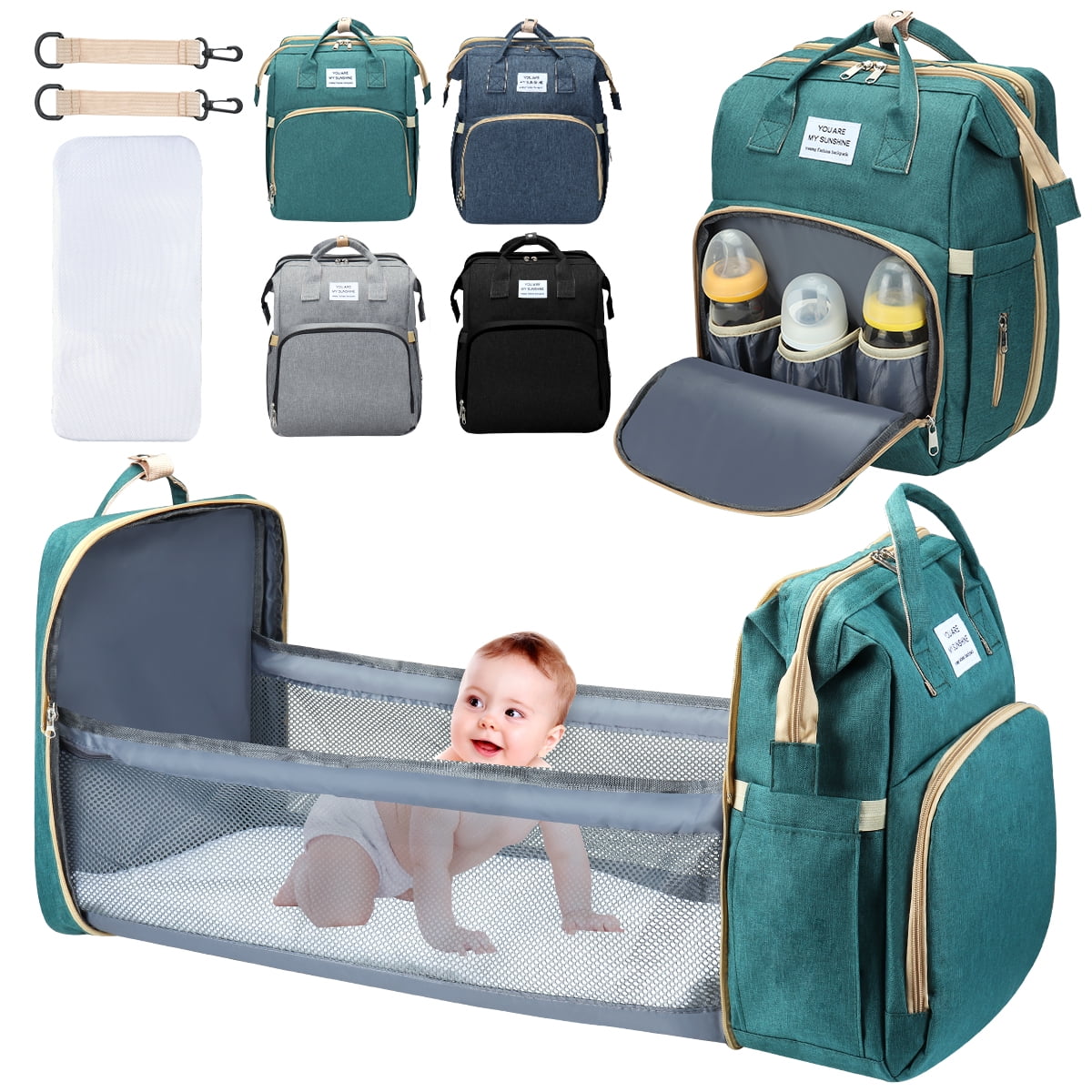 3 in 1 Waterproof Diaper Bag Backpack with Changing Pad T80012