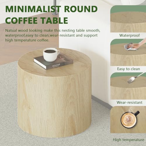 Round Wooden Nesting Coffee Table Set of 3 P93455
