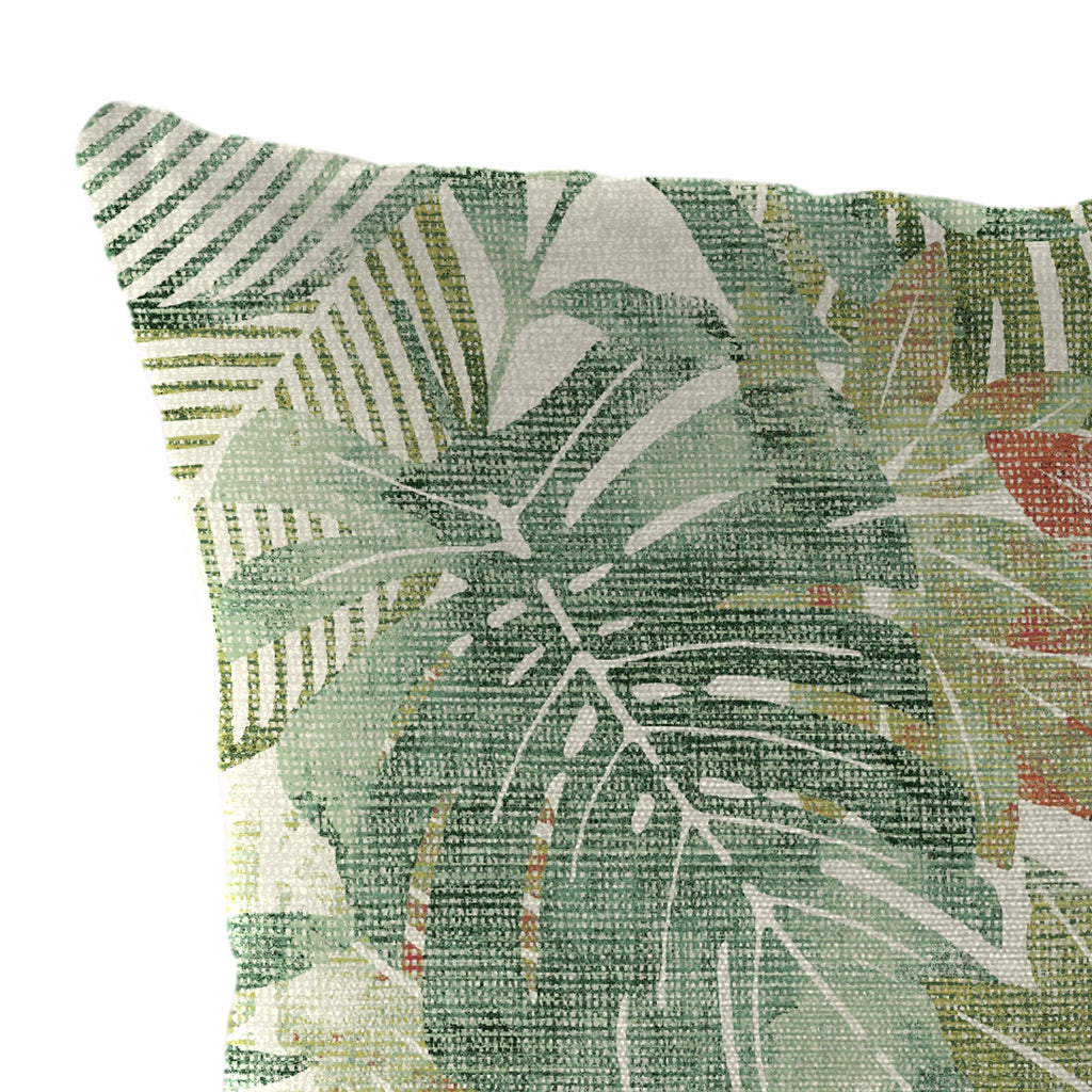 Almond Green Leaves Square Outdoor Throw Pillow 2 Pack L864