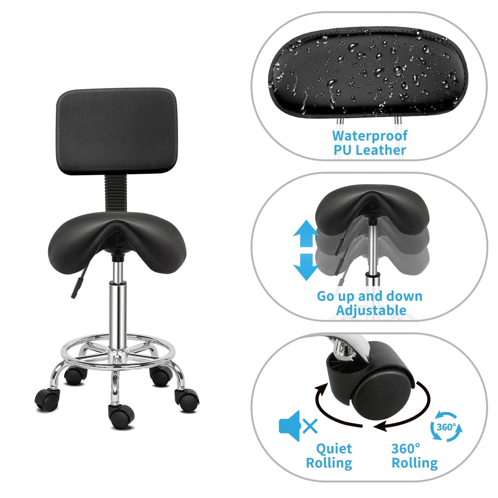 Adjustable Rolling Saddle Stool V70275