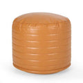 Caramel Faux Leather Round Pouf Ottoman A2469