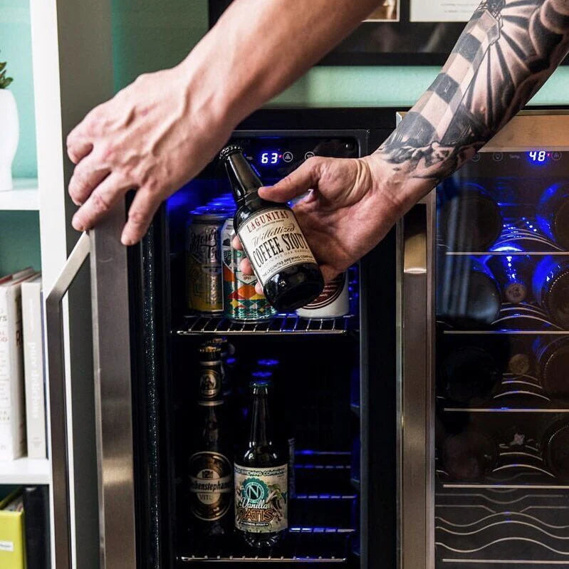 18 Bottle 60 Can Dual Zone Stainless Steel Wine and Beverage Refrigerator O360071