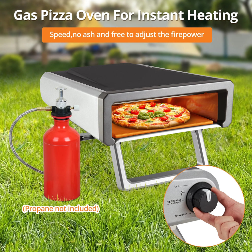 Portable Gas Stainless Steel Pizza Oven with Rotating Stone T575