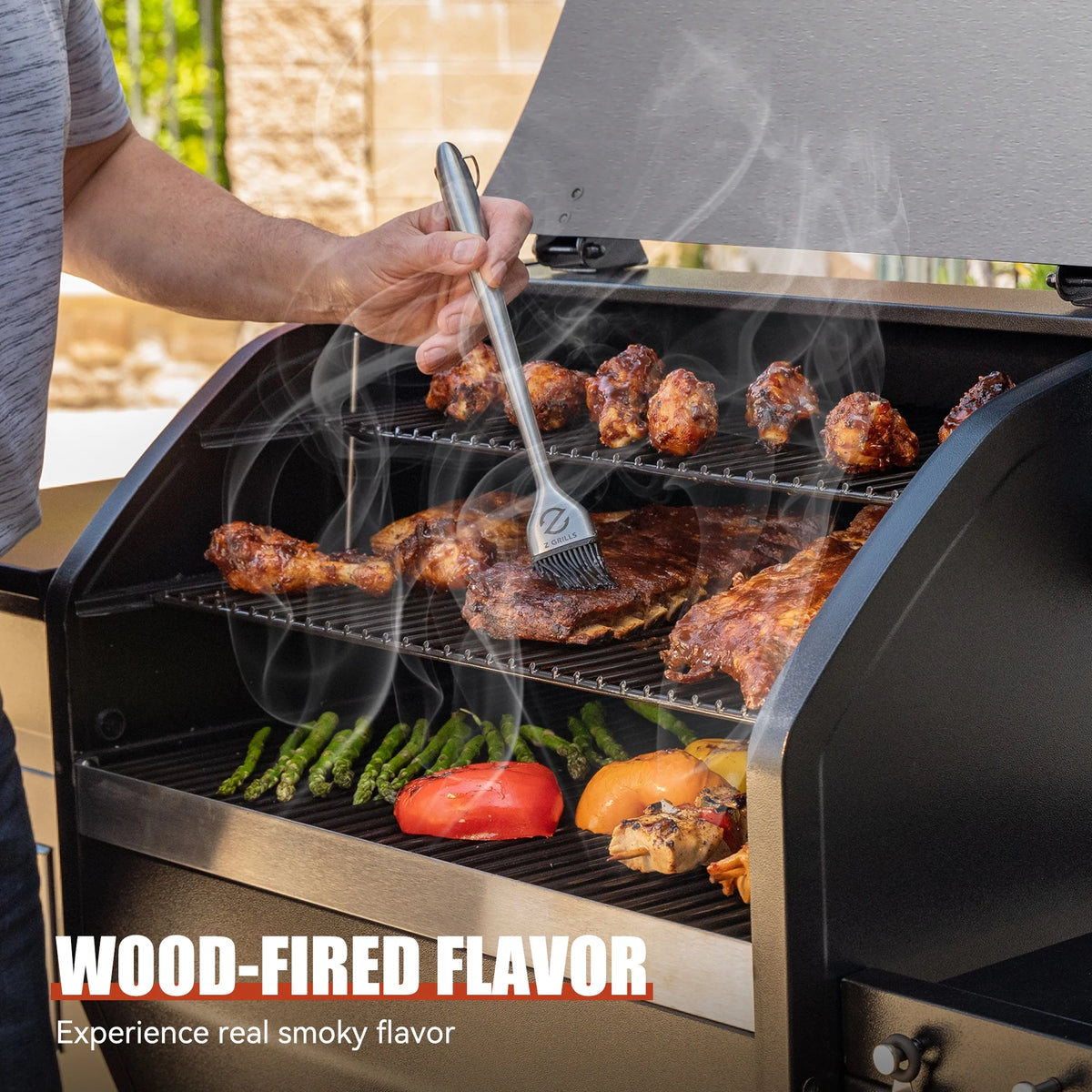 Wood Pellet Grill and Smoker 8-in-1 BBQ Black M3975
