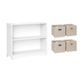 5pc Kids Bookcase Set with 4 Bins White/Beige R4519