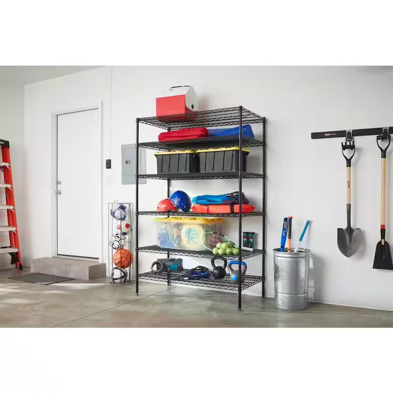 Black 6-Tier Steel Wire Shelving Unit F955265