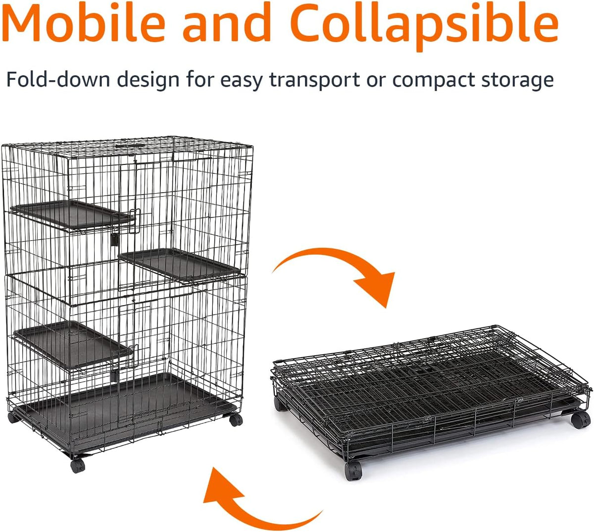 Large 3-Tier Cat Playpen Cage Crate Kennel, Black D135935