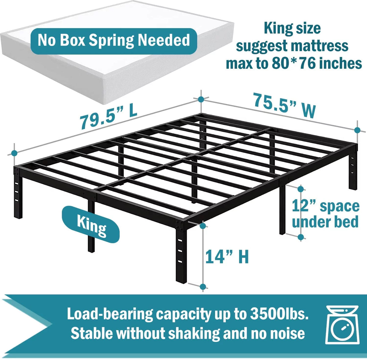 Queen Size Metal Bed Frame H8995