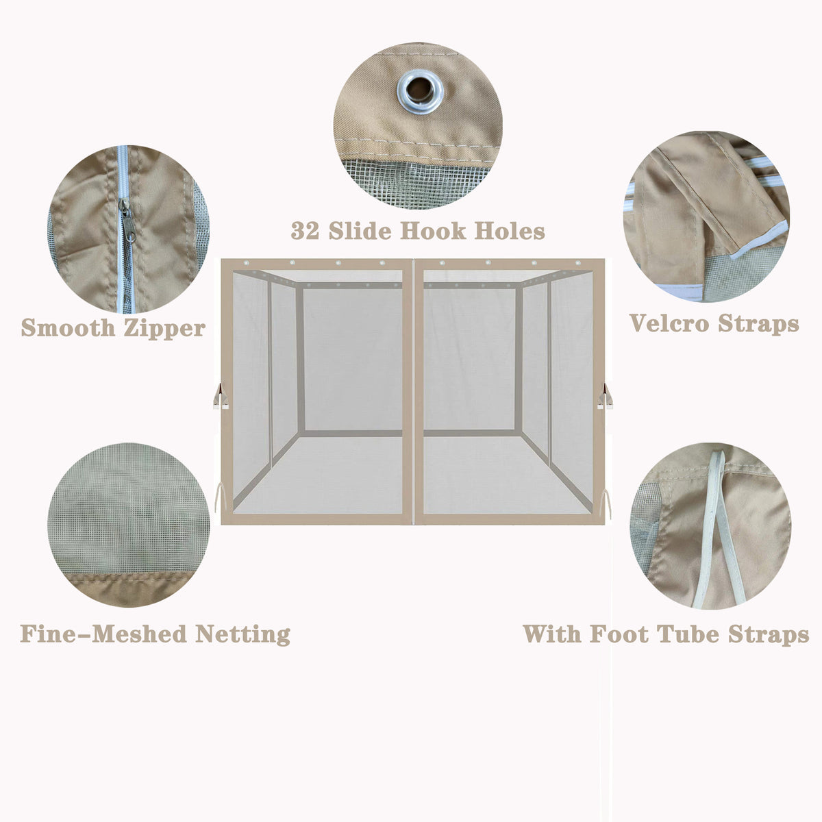 Patio Gazebo Mosquito Netting Replacement - 6.5 Y149