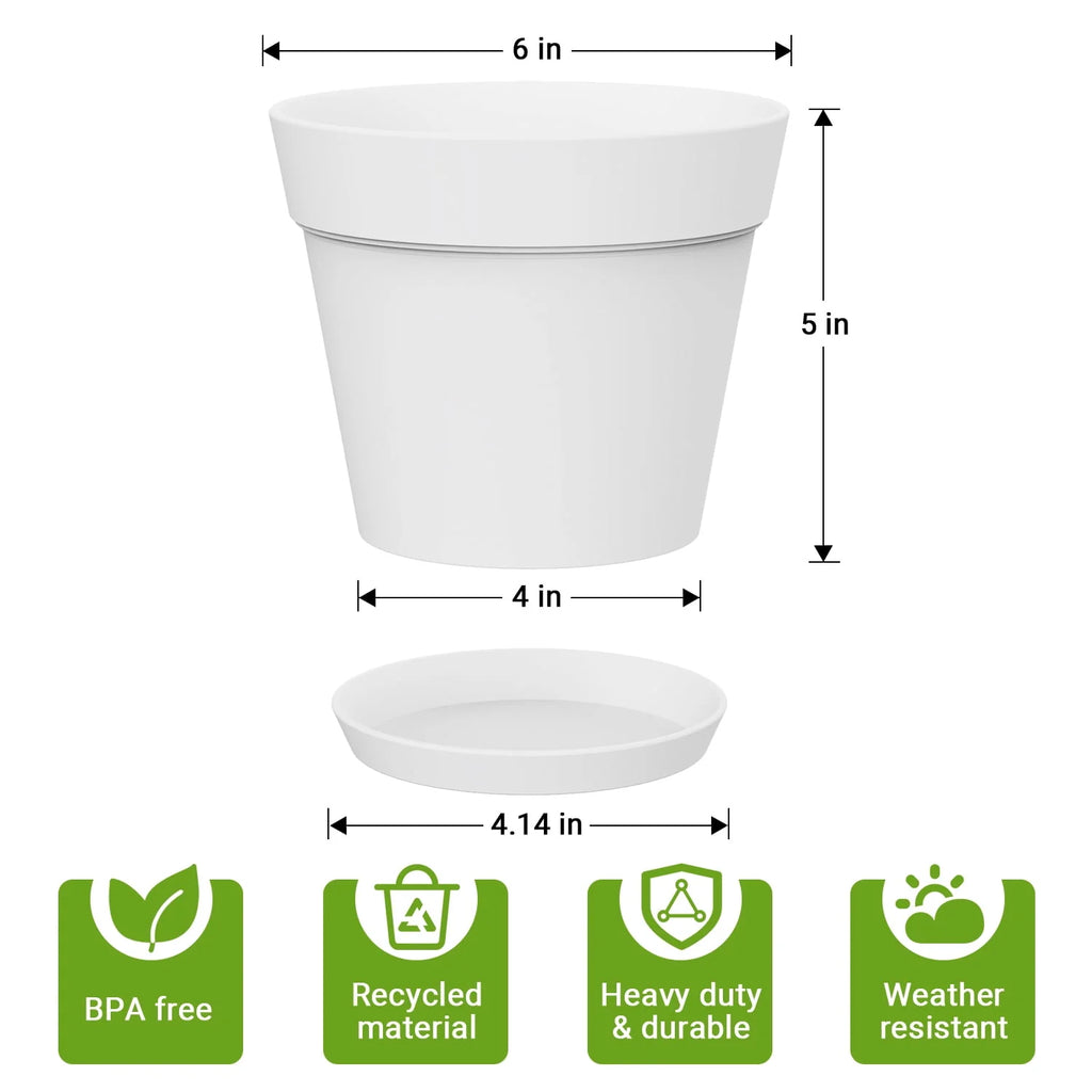 6 Inch Plastic Planters 16 Pack White V2788
