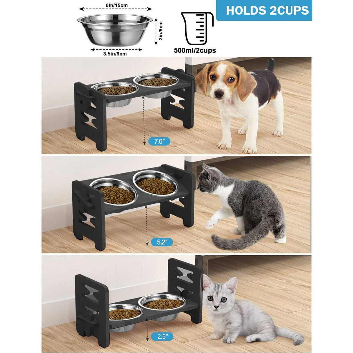 Adjustable Elevated Dog Bowls with Stand D600500