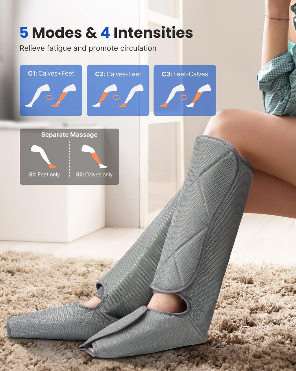 Leg Massager for Foot and Calf with 5 Modes 4 Intensities H97102