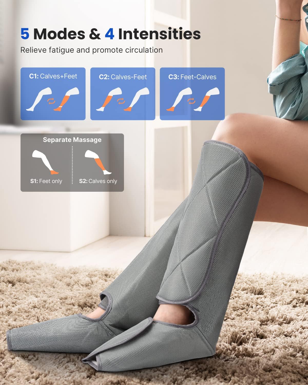 Leg Massager for Foot and Calf with 5 Modes 4 Intensities H97102