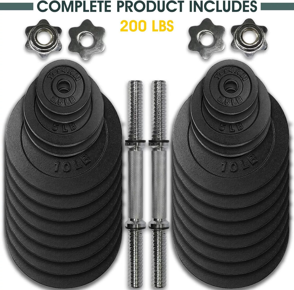 200 lbs Adjustable Cast Iron Dumbbell Set E31587