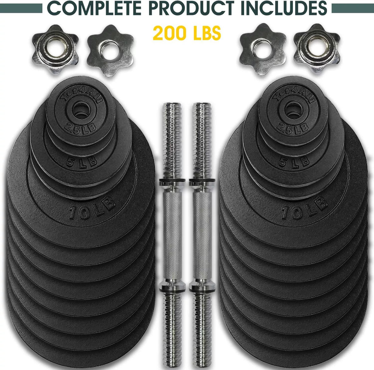200 lbs Adjustable Cast Iron Dumbbell Set E31587