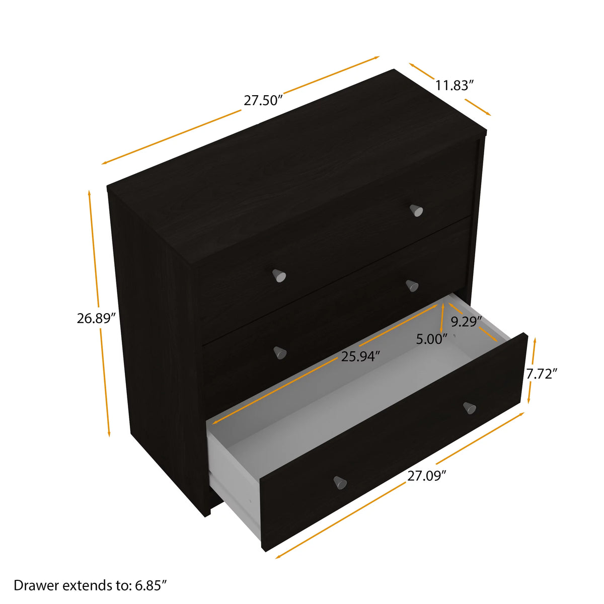White 3 Drawer Dresser U59361